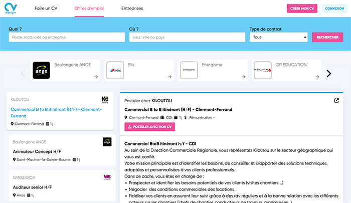 CVDesignR propose désormais des Offres d’Emploi partout en France