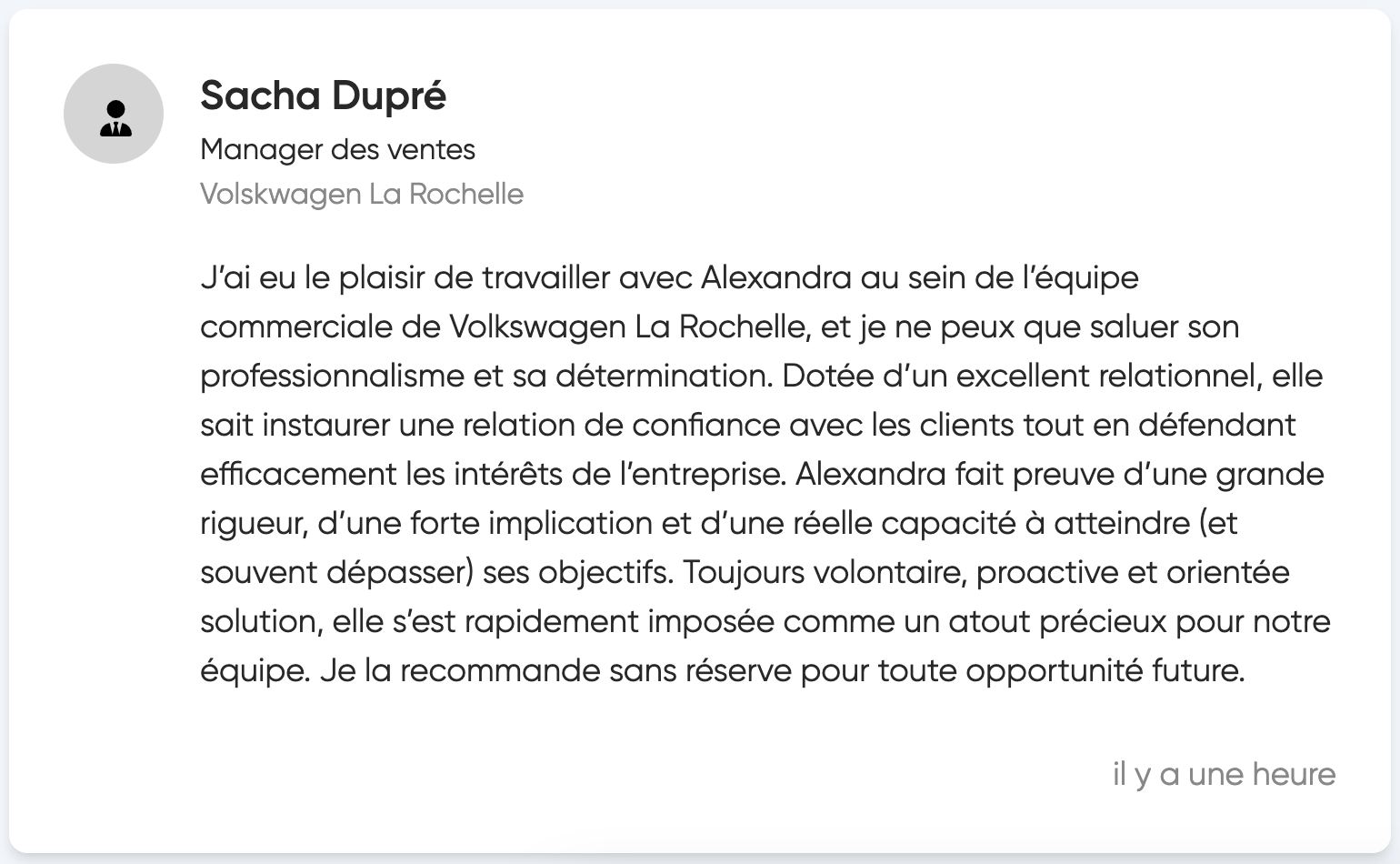 Recommandation par un manager - CVDesignR