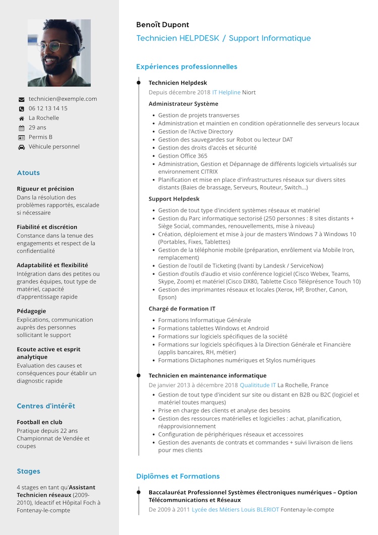 Example of a CV with an ATS score