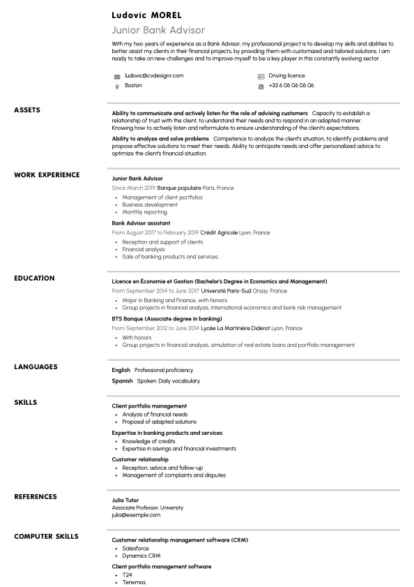 Illustration d’un CV international
