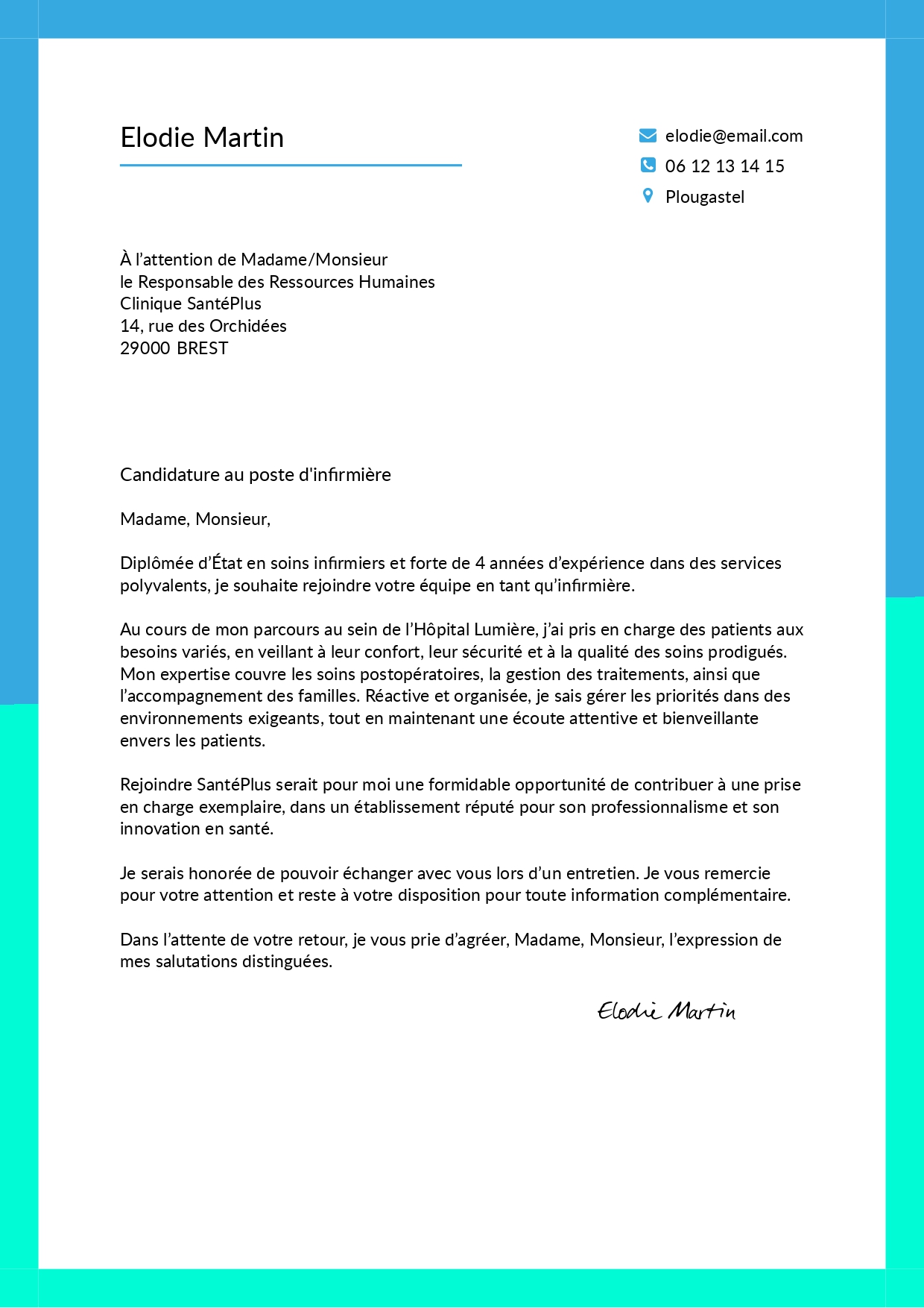 Lettre de motivation d'infirmière sur CVDesignR